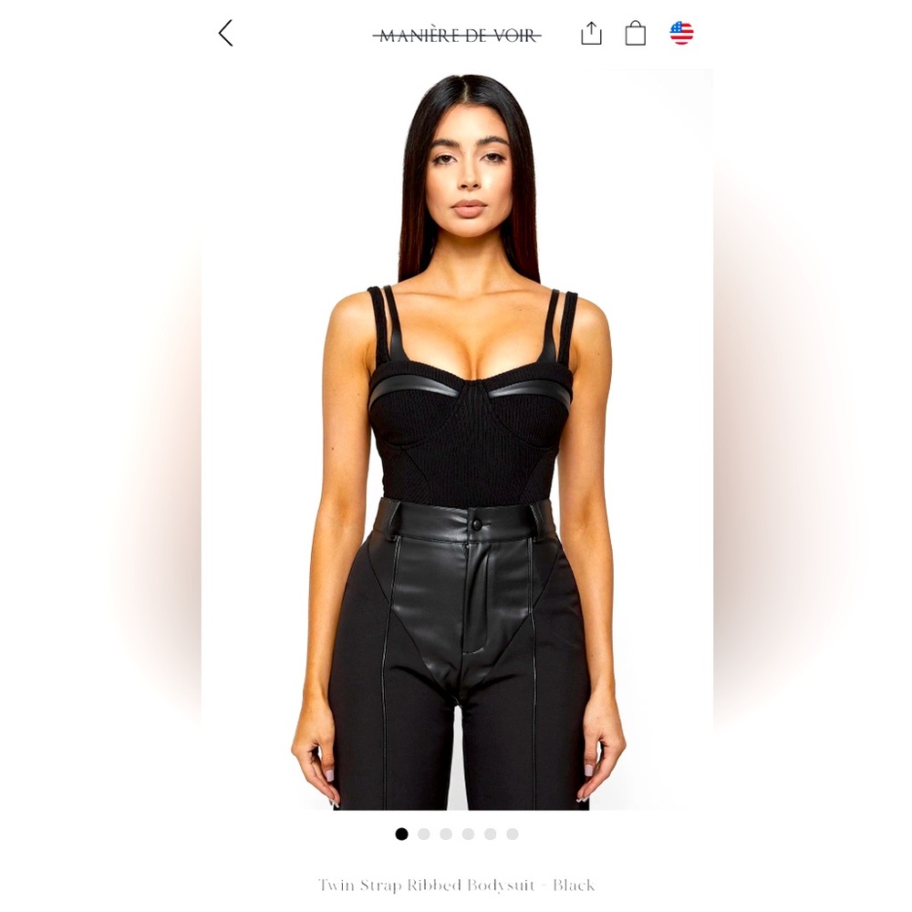 Maniere de voir twin strap ribbed bodysuit